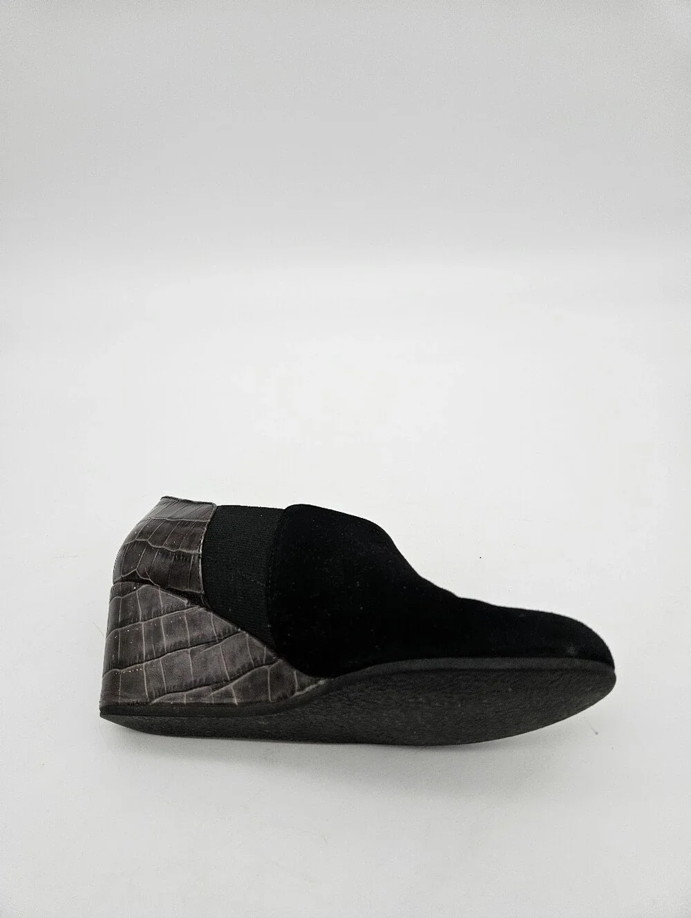 Anyi Lu Jessie  Suede Wedge Bootie Black Gray Women's Size 5
